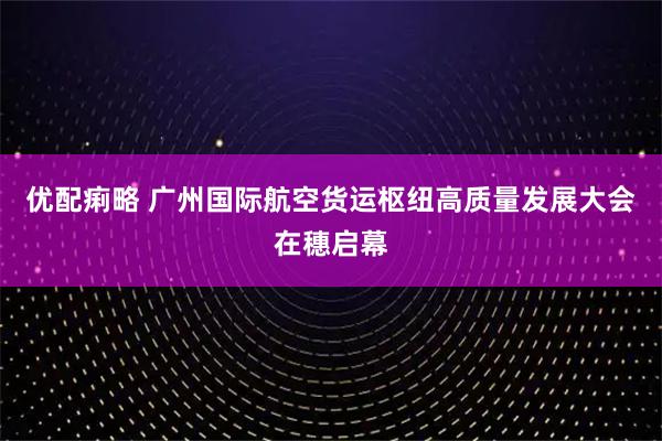 优配痢略 广州国际航空货运枢纽高质量发展大会在穗启幕