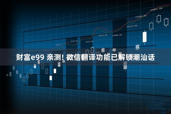 财富e99 亲测! 微信翻译功能已解锁潮汕话
